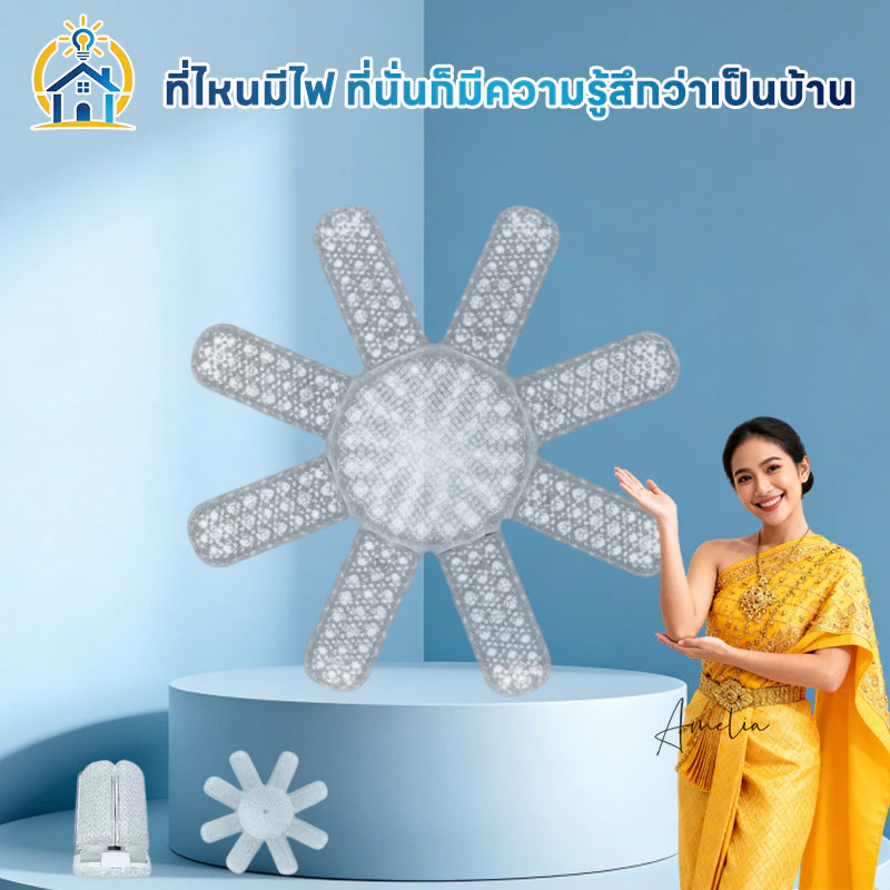 หลอดไฟLED ทรงใบพัด E27 พับได้ ปรับมุมแสงอเนกประสงค์ ประหยัดพลังงาน สว่างแรง ใช้งานอเนกประสงค์