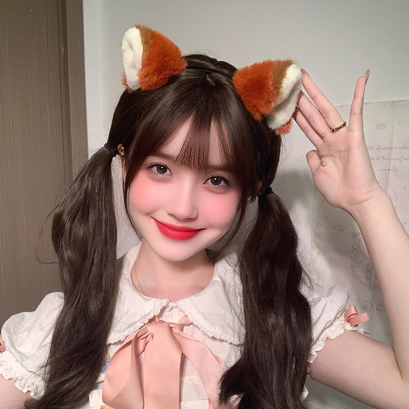 可爱狐狸耳朵发箍超萌卡通毛绒兽耳发卡少女卖萌搞怪拍照表演头饰Cute Fox Ears Hair Band Super Cute Cartoon Plush Beastbzwdkg123发饰旗舰店20