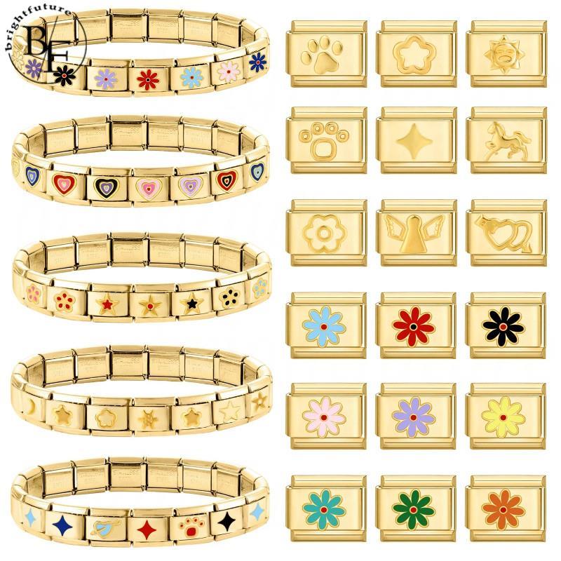 Hot Love ดอกไม้อิตาเลี่ยน Charm สร้อยข้อมือ Fit 9 มม.สร้อยข้อมือสแตนเลส DIY เครื่องประดับทําอุปกรณ์เสริม Retro บุคลิกภาพโมดูลสร้อยข้อมืออุปกรณ์เสริม
