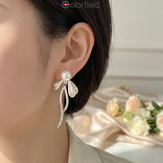 Colorfield 1 คู่ S925 ต่างหู ประดับโบว์ ประดับไข่มุก เกาหลี หรูหรา ไม่ทําให้แพ้ง่าย สำหรับผู้หญิง 2026ใหม่-COD💖