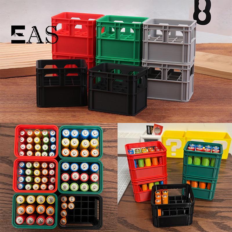 [EA] กล่องเก็บแบตเตอรี่พิมพ์ลาย 3D DIY ลังเบียร์ . 5 อ่า . 7 AAA Battery Staable Storage Basket TH