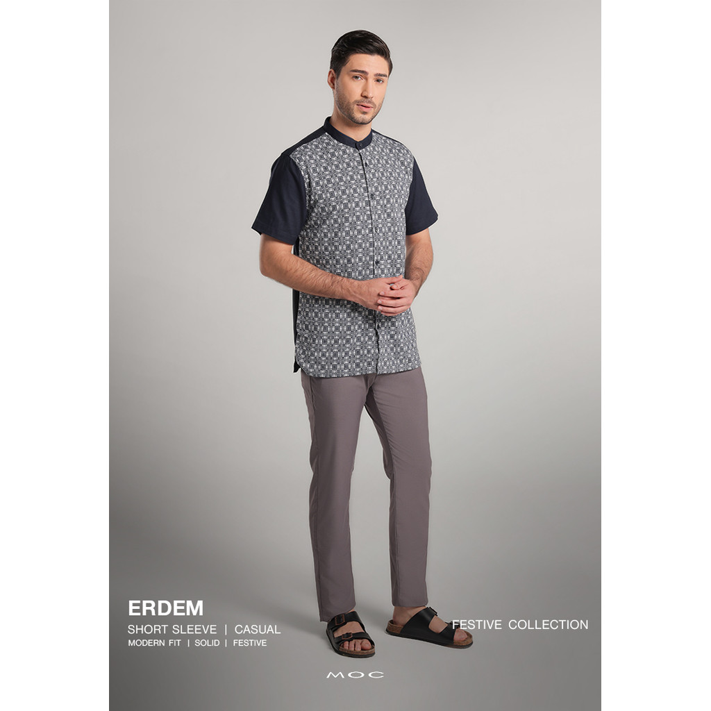 KEMEJA MOC - เสื้อเชิ้ตแขนสั้นผู้ชาย Erdem - สีกรมท่า
