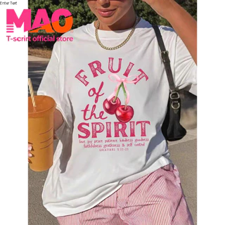 COD✅ (จัดส่งในกรุงเทพฯ) MAO Shop ดีไซน์ Niche วาดด้วยมือ doodle สนุกพิมพ์ผลไม้ Spice Girl เสื้อยืดแขนสั้นผู้หญิง