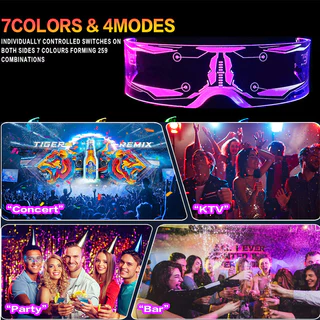BHQ แว่นตา LED เรืองแสงในที่มืด ไฟกระพริบ 7 สี Led Visor Glasses สำหรับงานปาร์ตี้ สงกรานต์ คอนเสิร์ต