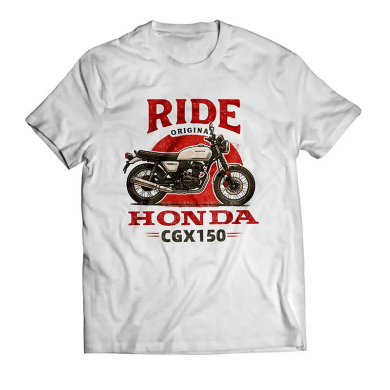 เสื้อยืดแขนสั้น ออกแบบตามแนวคิดรถจักรยานยนต์ Honda Retro CGX150 สำหรับฤดูร้อนปี 2025