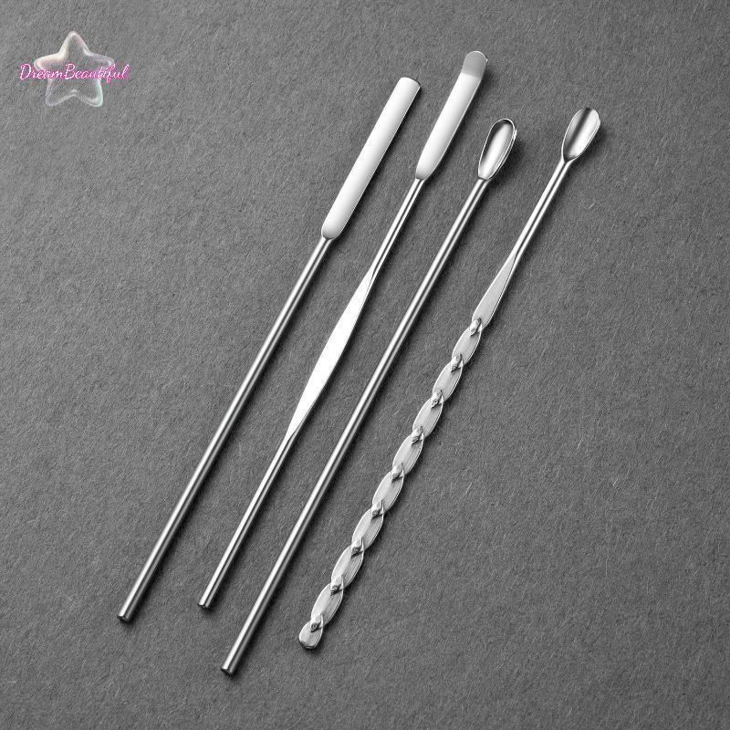 <DBFl-t> 4PCS Nail Art Stirring Rod เครื่องมือสแตนเลสสตีลเจลโปแลนด์ช้อนไม้พาย Foundation ผสมเครื่องมือใหม่