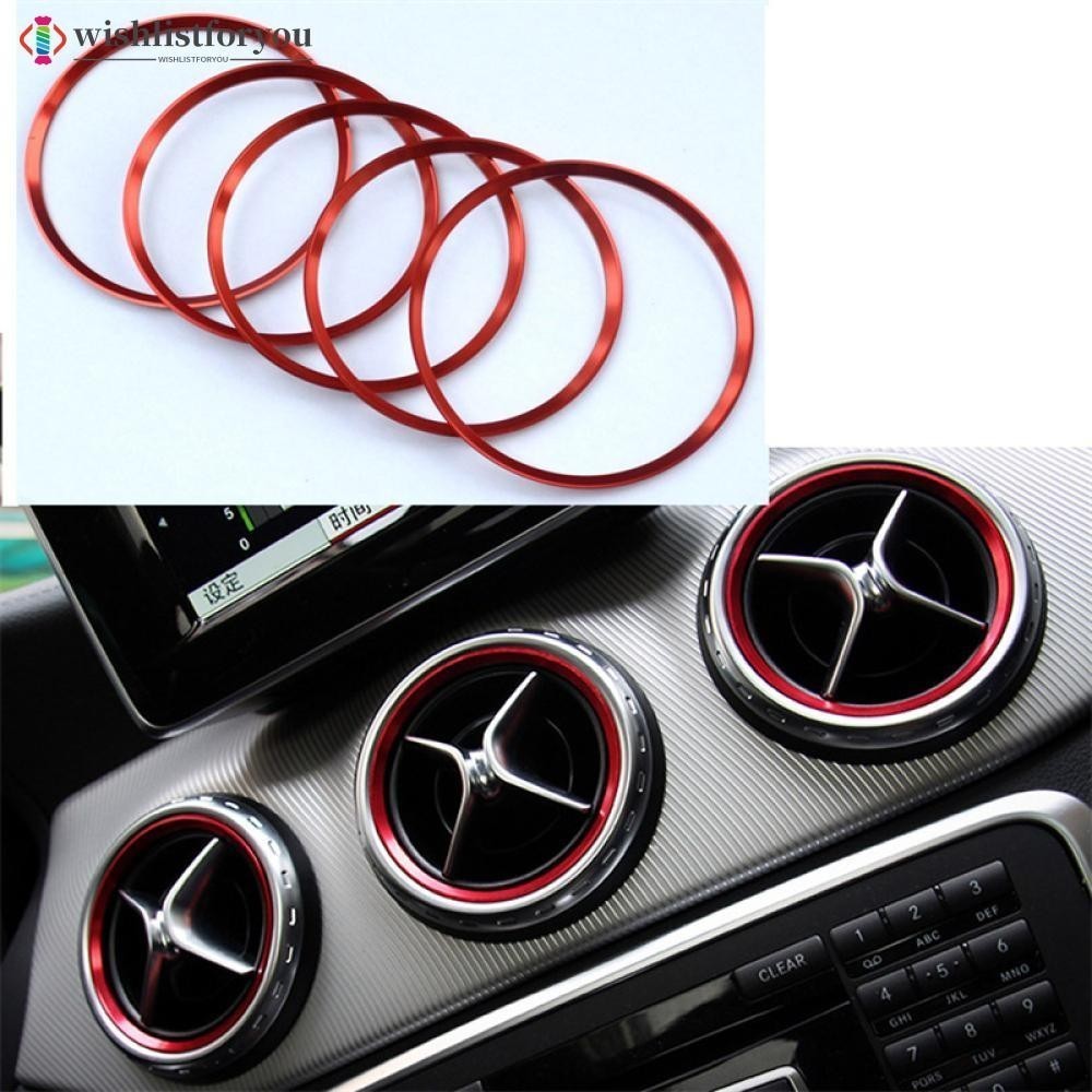 Wishlistforyou 5 ชิ้น Auto Car Air Conditioner Vent Outlet สติกเกอร์ลูกบิด Trim ฝาครอบตกแต่งแหวนสําห