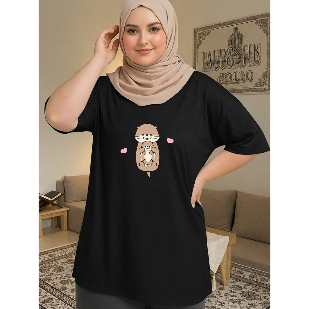 2X092 [AIYOU] XL-5XL เสื้อยืด Baju Perempuan สไตล์ Tshirt ผู้หญิงขนาดพิเศษ Seluar PLUS ขนาด Wanita ผ