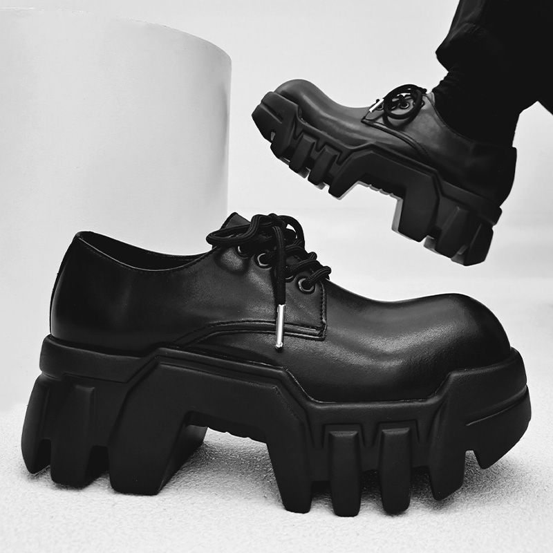 2026 Mens Trend Niche High-End Heightening 8CM Leather Shoes Platform Big Toe Shoes