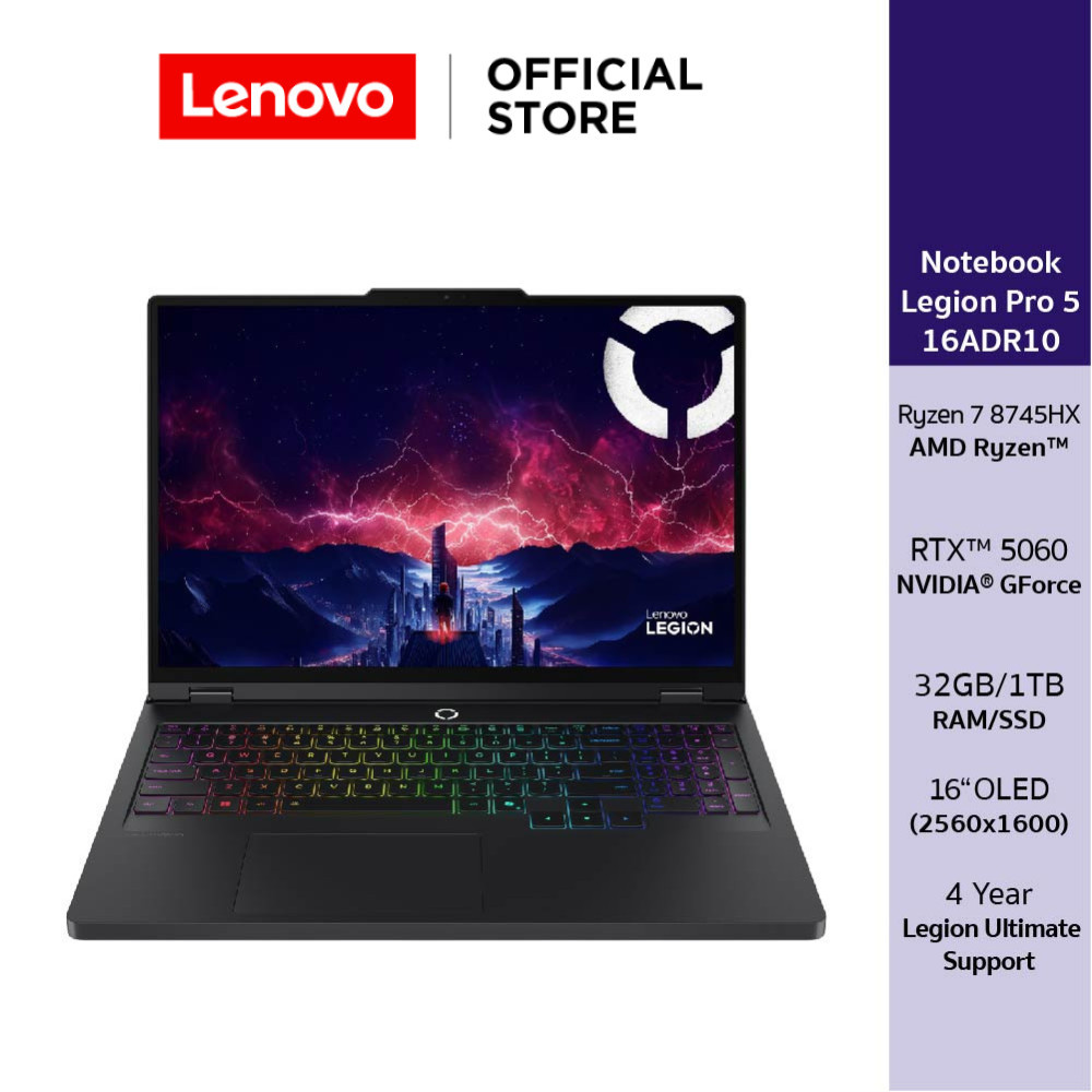 Lenovo Legion Pro 5 16ADR10(83LT002YTA)Notebook Gaming Ryzen 7 8745HX RTX 5060 RAM 32GB SSD 1TB 16" 