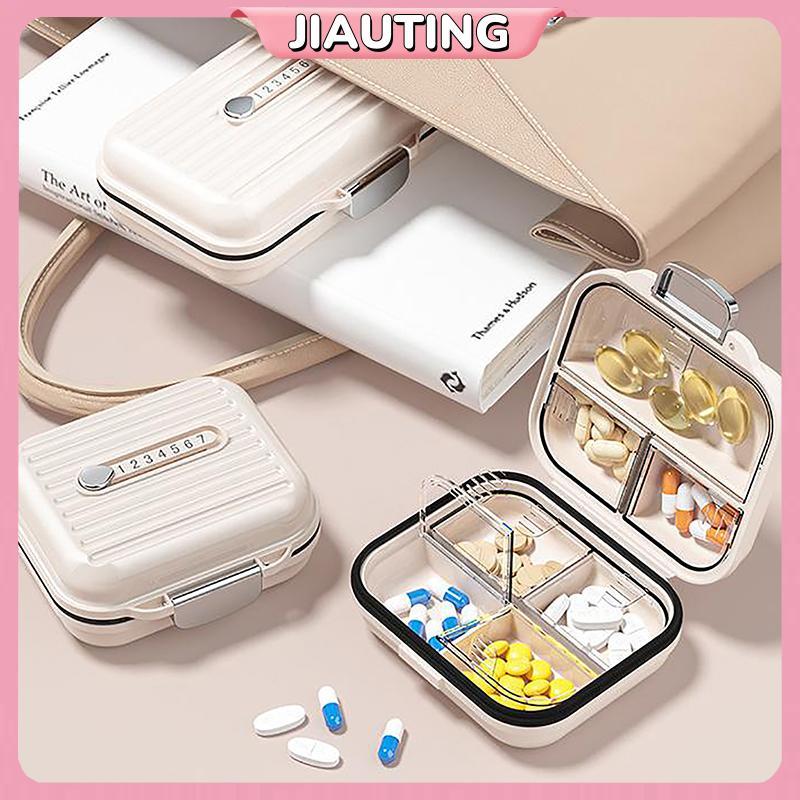 JIAUTING Pill Box Travel Mini Pill Box น้ําหนักเบา 7partment Medicine Case Pill Box Medicine Organiz