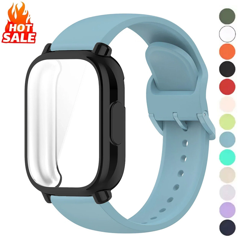 2 in 1 Soft Full Case + Strap กีฬาซิลิโคนสําหรับ Redmi Watch 5 Active/5 Lite สายคล้อง TPU Cover Case พร้อมฟิล์มกันรอยหน้าจอสําหรับผู้ชายผู้หญิง
