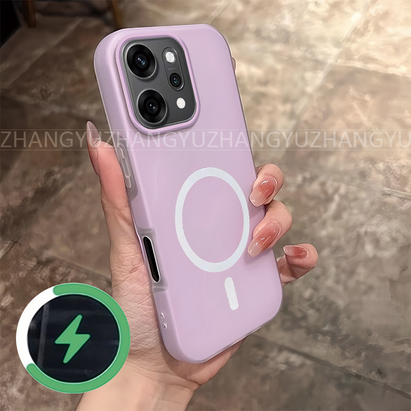 เหมาะสําหรับเคสโทรศัพท์ OPPO Reno 14 PRO แม่เหล็กกันกระแทกใหม่เคสโทรศัพท์แหวนชาร์จไร้สาย GD02