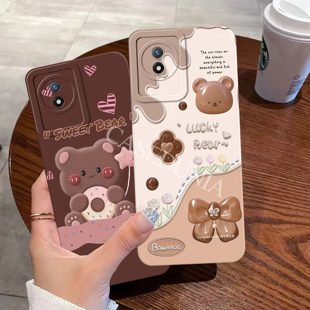 Vivo Y02 Y02t Y15s Y15a Y01 Y01a Tpu - กันชน - B3ar C0klat Motif - Softcase - Cassing - ตัวป้องกัน
