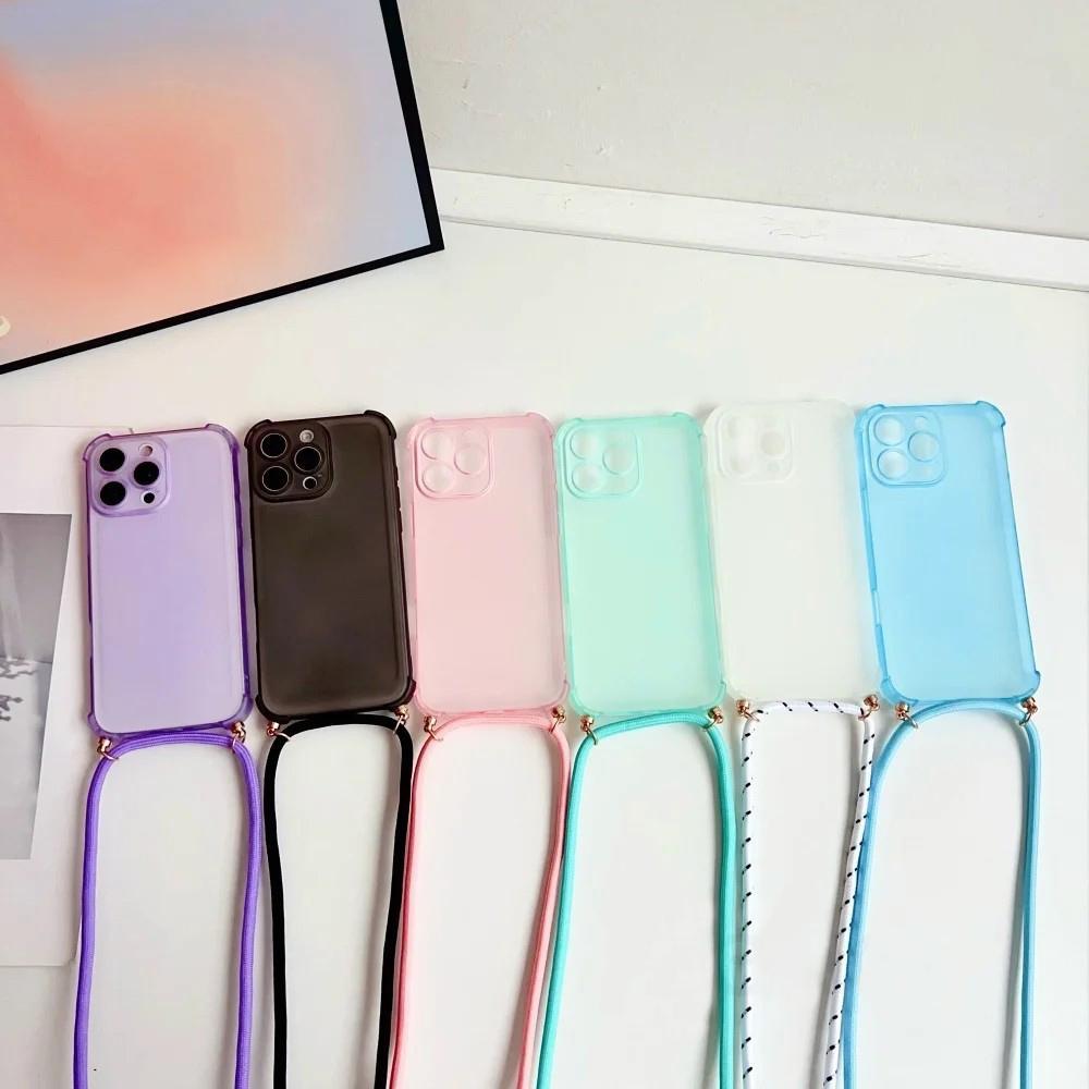 Crossbody Lanyardสายคล้องโปร่งแสงMatteซิลิโคนเคสโทรศัพท์สําหรับOppo Reno 15 Pro Max Reno 12 Pro Reno