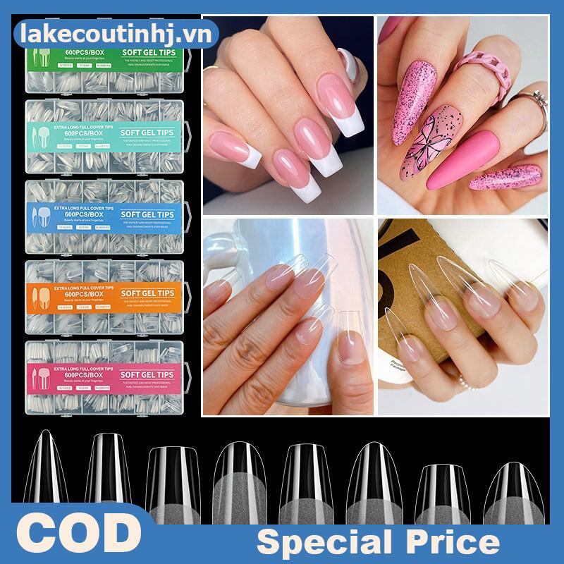 Lu 120/240/330/600 ชิ้น Soft Gel เล็บเคล็ดลับ, Half Matte Clear เล็บเคล็ดลับ Pre-รูปเล็บปลอมเคล็ดลับ