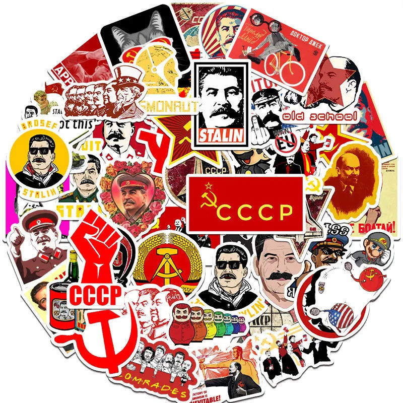 50Pcs Soviet Union CCCP Socialism Joseph Stalin Stickers for Water Bottle Cup Laptop Guitar Car Moto