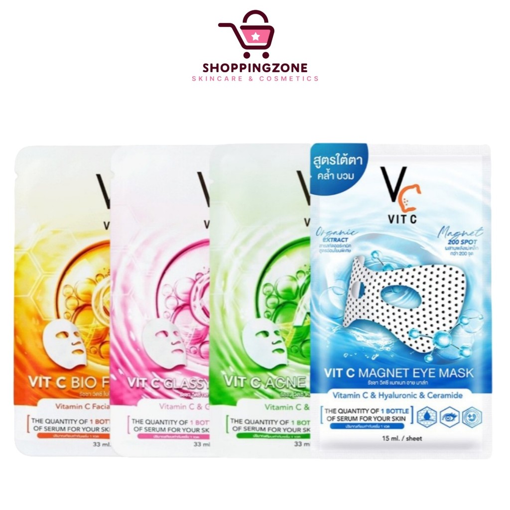 [แบบซอง] VC Vit C Facial Mask Bio / Glassy / Acne / Eye Mask [เลือกสินค้า] มาส์กวิตซีเกาหลี