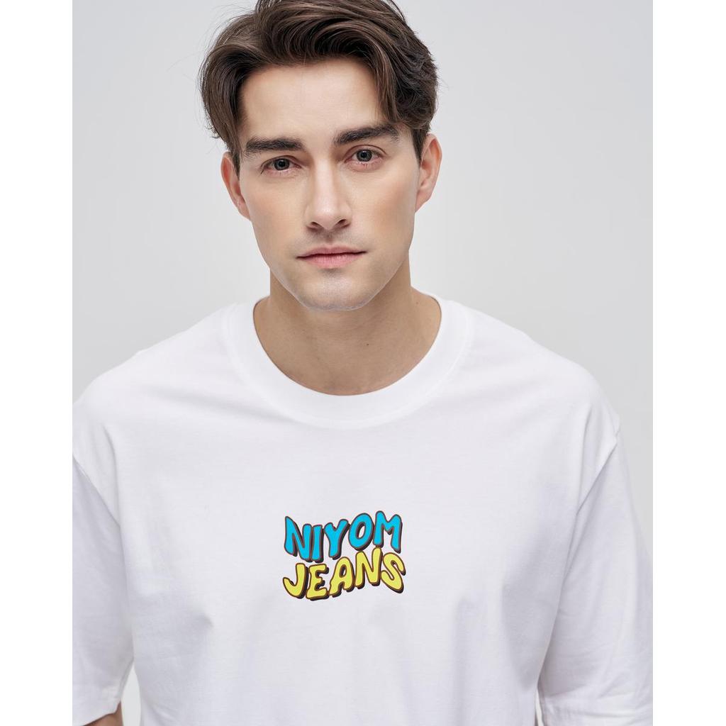 Niyom Jeans collection Woodstock : เสื้อยืด Oversize รุ่น TWS-008 สกรีนลาย ผ้าCotton ผ้ายืด  เสื้อ ผ