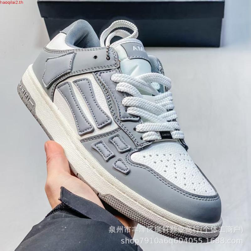 รองเท้าแตะขอบต่ำ Amiri สำหรับทั้งชายและหญิง หนังวัวชั้นนอก ระบายอากาศได้ดี ใส่สบายในสไตล์ลำลอง