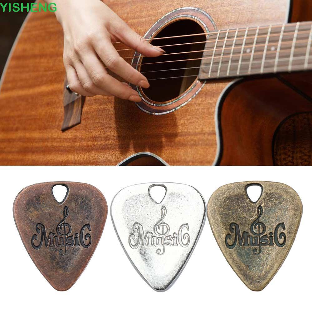 YISHENG Guitar Pick Silver สําหรับผู้หญิงและผู้ชายชิ้นส่วนกีตาร์และอุปกรณ์เสริมเครื่องดนตรีความบันเท