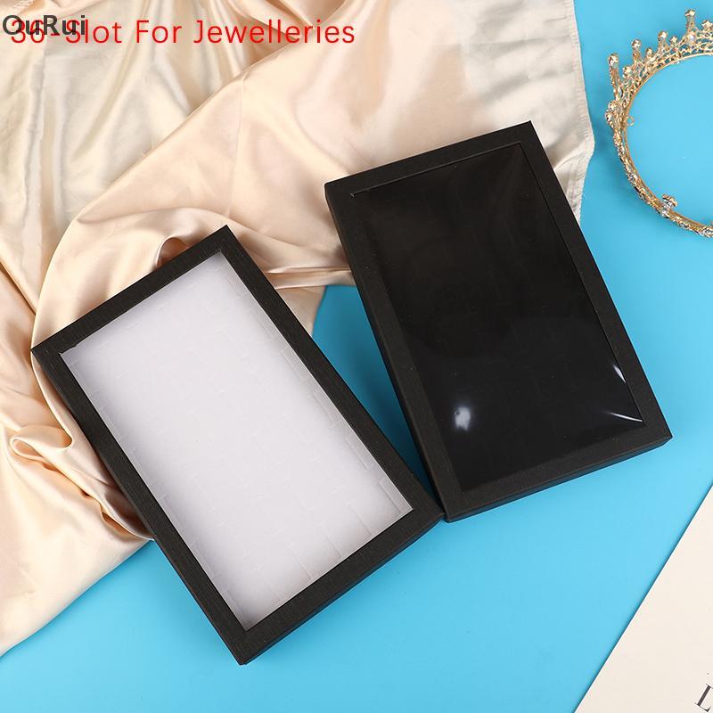 [B&C] 36-Slot เครื่องประดับแหวนกล่องแสดงถาด Organizer ต่างหู Trinket แสดงกรณีกํามะหยี่ Organizer กล่