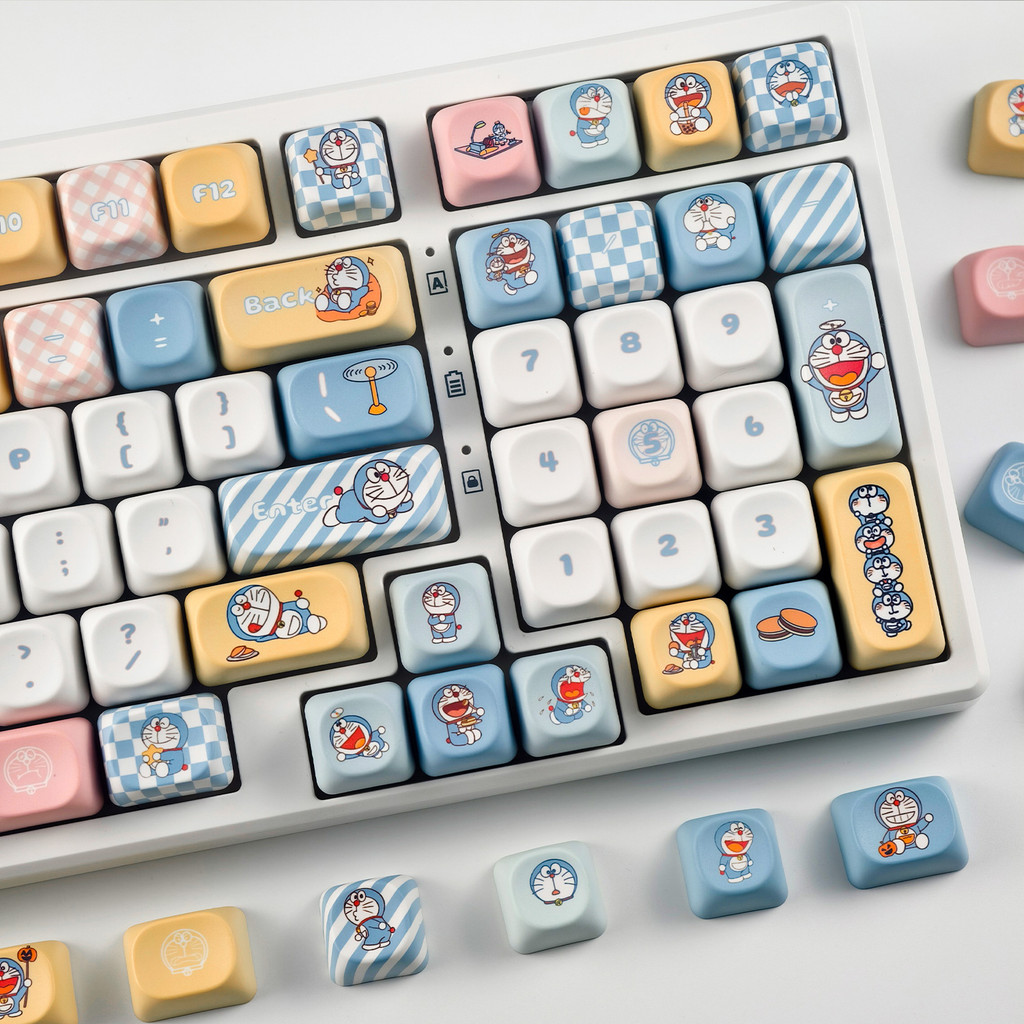 MAIMOOO Doraemon Keycap MOA โปรไฟล์ 120 คีย์ PBT Aula F75 F99 RK100 น่ารักการ์ตูน Doraemon Keycaps D