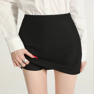 Hermarou S-6XL กระโปรงสั้นผู้หญิง เอ-ไลน์ เอวสูง สลิม กระโปรงสูท
