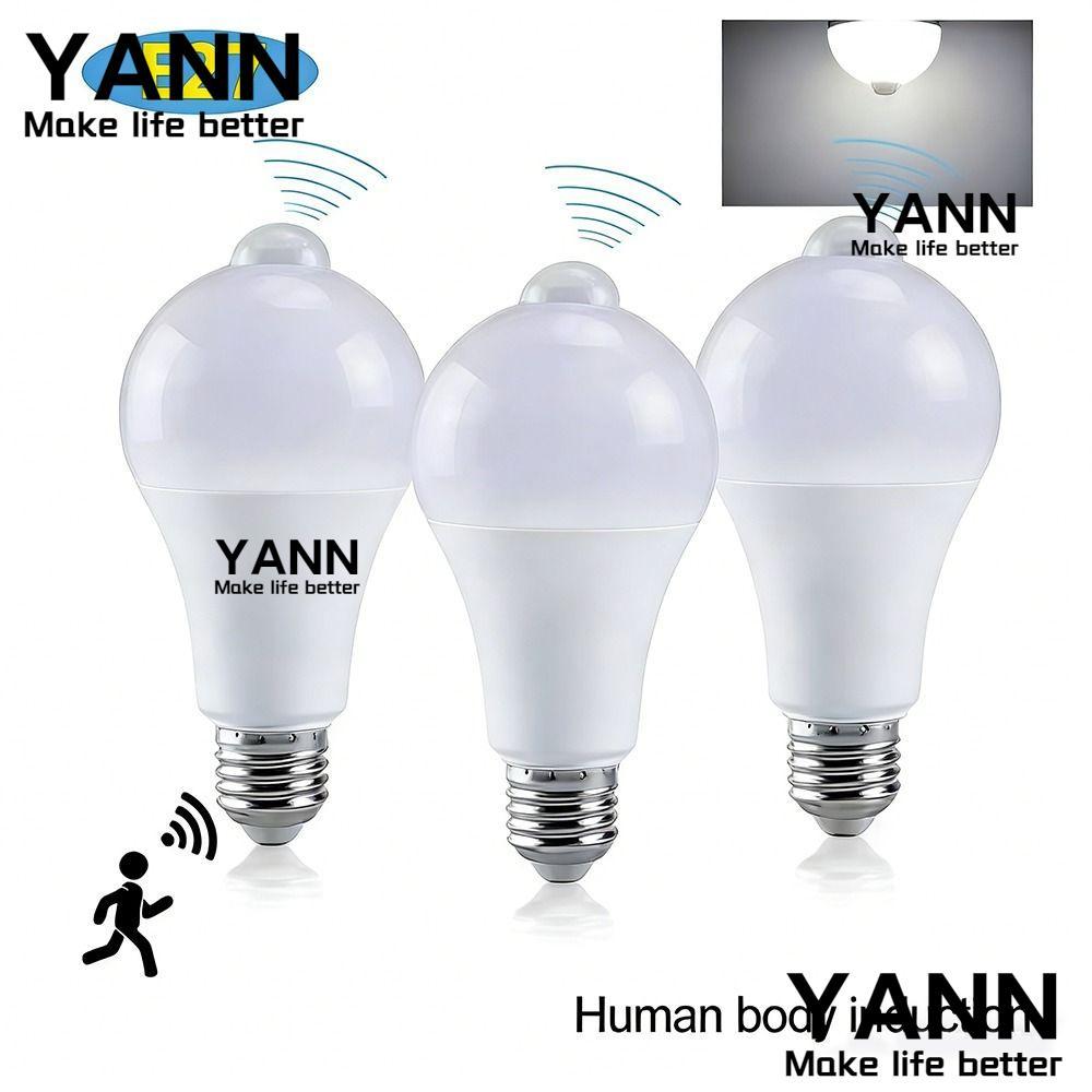YANN หลอดไฟ LED, E27 12W ประหยัดพลังงาน PIR Motion Sensor หลอดไฟ, ทนทานอินฟราเรดรังสีอัตโนมัติเปิด/ 