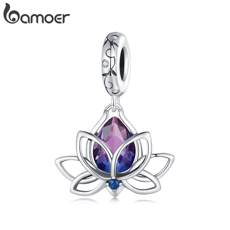Bamoer ลูกปัด Lotus จี้ DIY สร้อยข้อมือสร้อยคออุปกรณ์เสริมสําหรับของขวัญผู้หญิง