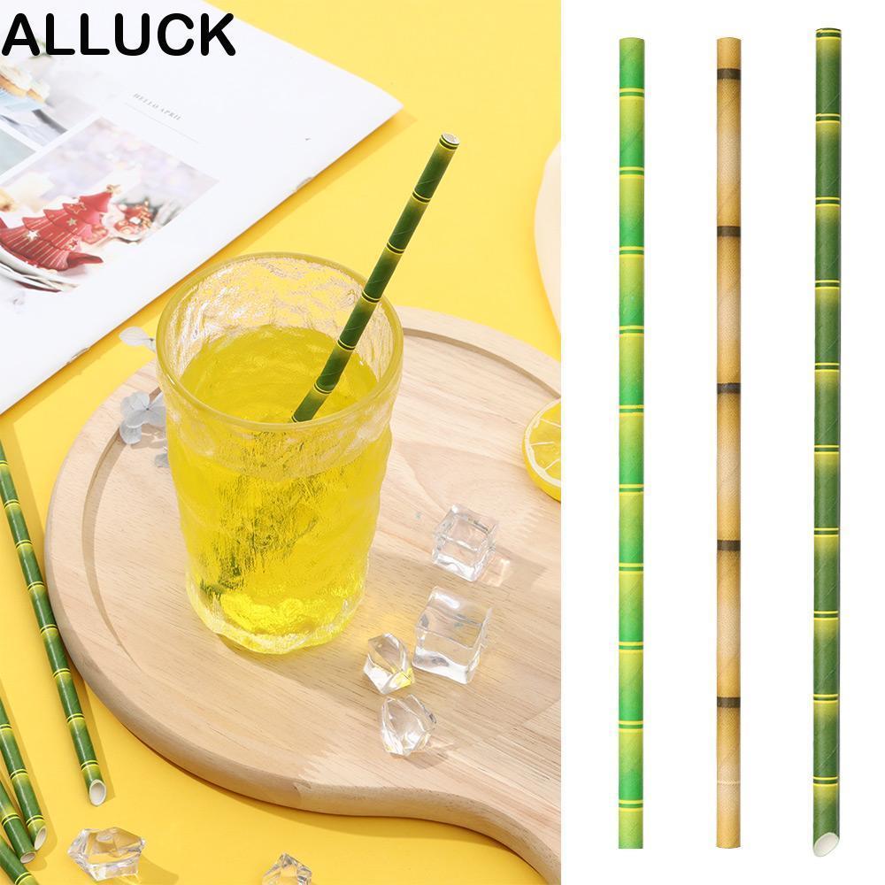 ALLUCK หลอดกระดาษ(25ชิ้น) ย่อยสลายได้ หลอดดูดน้ำรักษ์โลก การป้องกันสิ่งแวดล้อม หลอดใช้แล้วทิ้ง