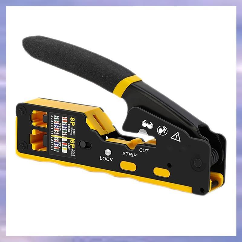 RJ45 Crimp ชุดเครื่องมือผ่าน Cat6 Crimping TOOL สําหรับ Cat5 Cat5e Cat6 8P8C Connector