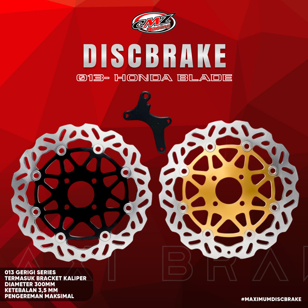 จานดิสหน้าแข่ง CMZ 300 มม. CMZ พร้อมรูแบน 4 รู + ขายึด | ใบมีด รีโว่ ซูปรา