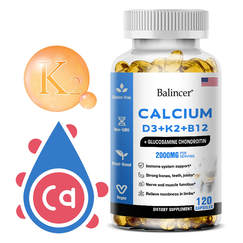 Balincer Calcium, Vitamin D3, K2, B12, Glucosamine, และอาหารเสริม Chondroitin – ​​รองรับสุขภาพผิว สมอง และดูแลการมองเห็น