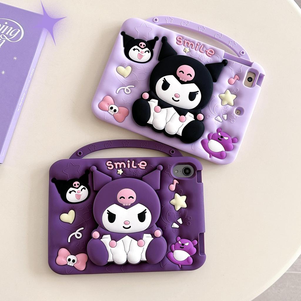 HotHandheld แบบพกพา Telescopic Holder สีสัน 3D Kuromi ซิลิโคน + PC แท็บเล็ตป้องกันกรณี, สําหรับ Sams