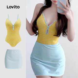 Lovito  ชุดชุดว่ายน้ําวันพีซลําลอง 2 ชิ้น ลวดลายสวยงาม สําหร…