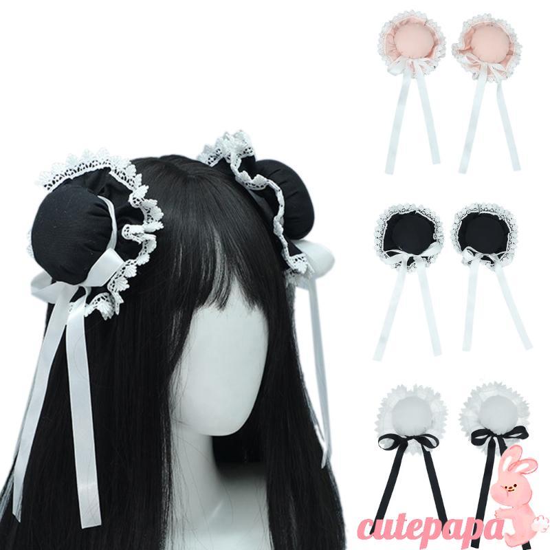 Cutep น่ารัก Bun ผม Buns Updo Headwear Handmade สำหรับคอสเพลย์