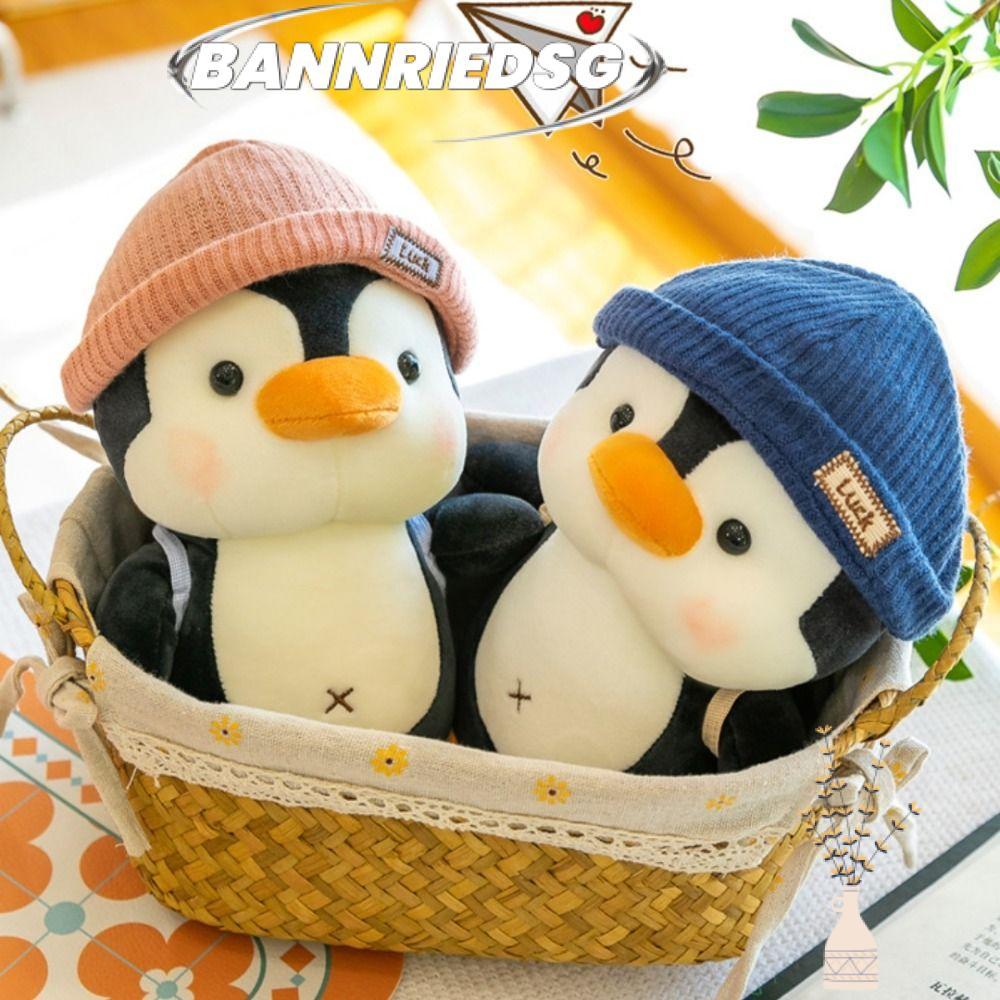 BANNRIEDSG989YR ของเล่นตุ๊กตา,สวมหมวก Penguin Comfort Sleep Companion กระเป๋าเป้สะพายหลังตุ๊กตาเพนกว