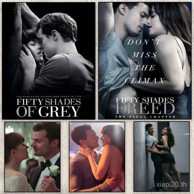 Fifty เฉดสีสีเทาโปสเตอร์โมเดิร์นกันน้ํา HD Wall Art Decal Self-Adhesive Aesthetic Decor สําหรับห้องน