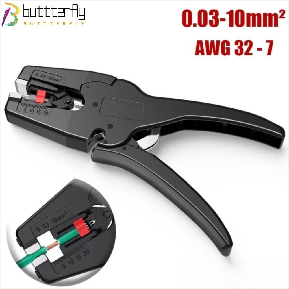 BUTTTERFLY เครื่องปอกสายไฟอัตโนมัติ, 2 in 1 Mini Wire คีม, คุณภาพสูง 32-7AWG แบบพกพา Heavy Duty ซ่อม