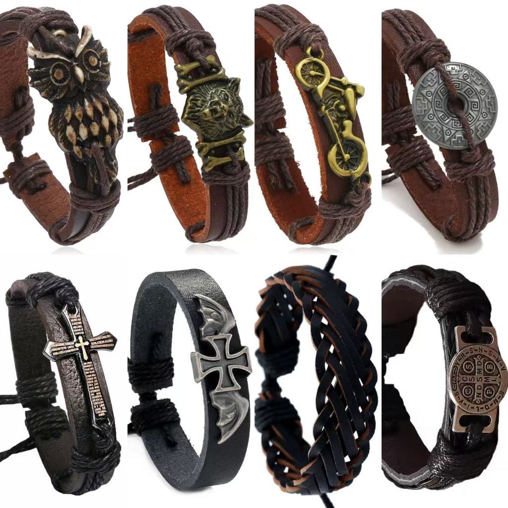 สร้อยข้อมือสไตล์พังก์วินเทจสำหรับผู้ชาย ออกแบบเหมือนหัวหมาป่าและเหมาะสำหรับใส่ทุกวัน