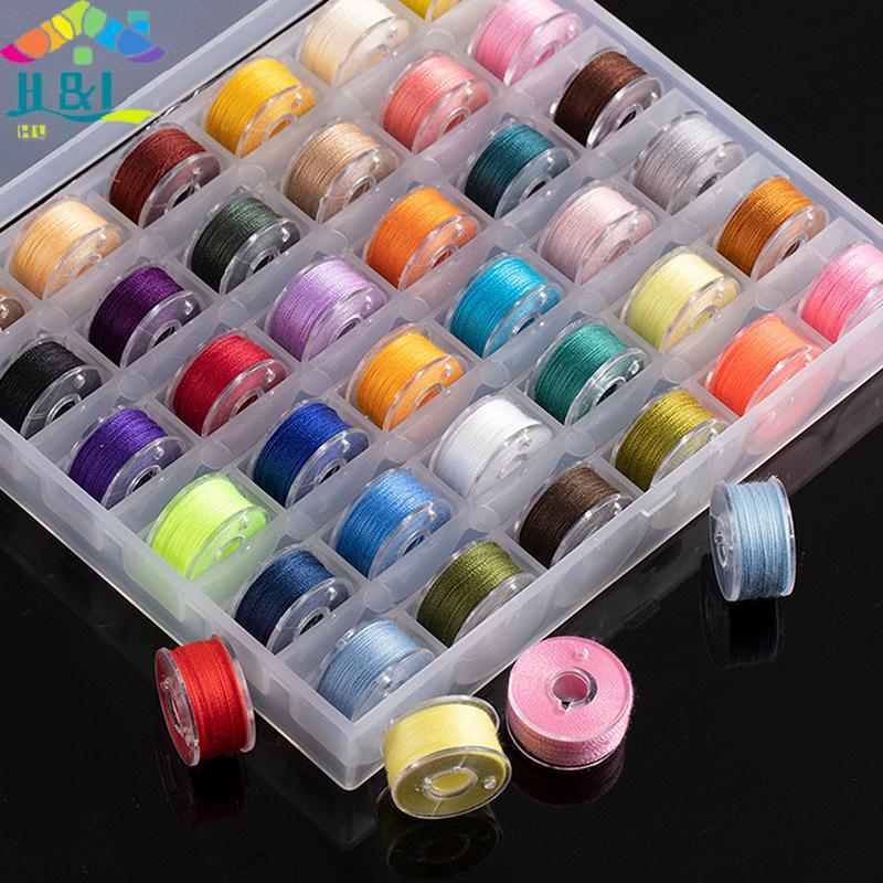 H&L กระสวยเย็บผ้าชุดกล่องจักรเย็บผ้า Bobbin ด้ายหลากสี Spool Stitch Machine Spools อุปกรณ์เย็บผ้า {th}