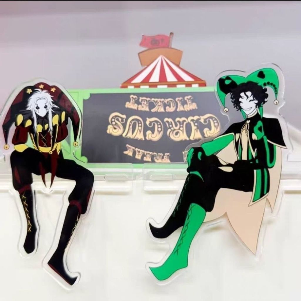 ขาตั้งอะคริลิค The Freak Circus Pierrot ‌Harlequin ท่านั่งแสดงสินค้าอนิเมะคอลเลกชันตกแต่งโต๊ะ