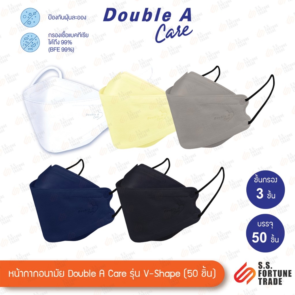 หน้ากากอนามัยทางการแพทย์ Double A Care รุ่น 3D V-SHAPE
