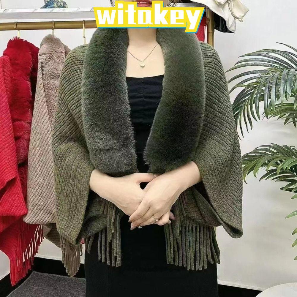 WITAKEY แฟชั่นคาร์ดิแกน Cape Cloak กันหนาวพิม่าฟัว