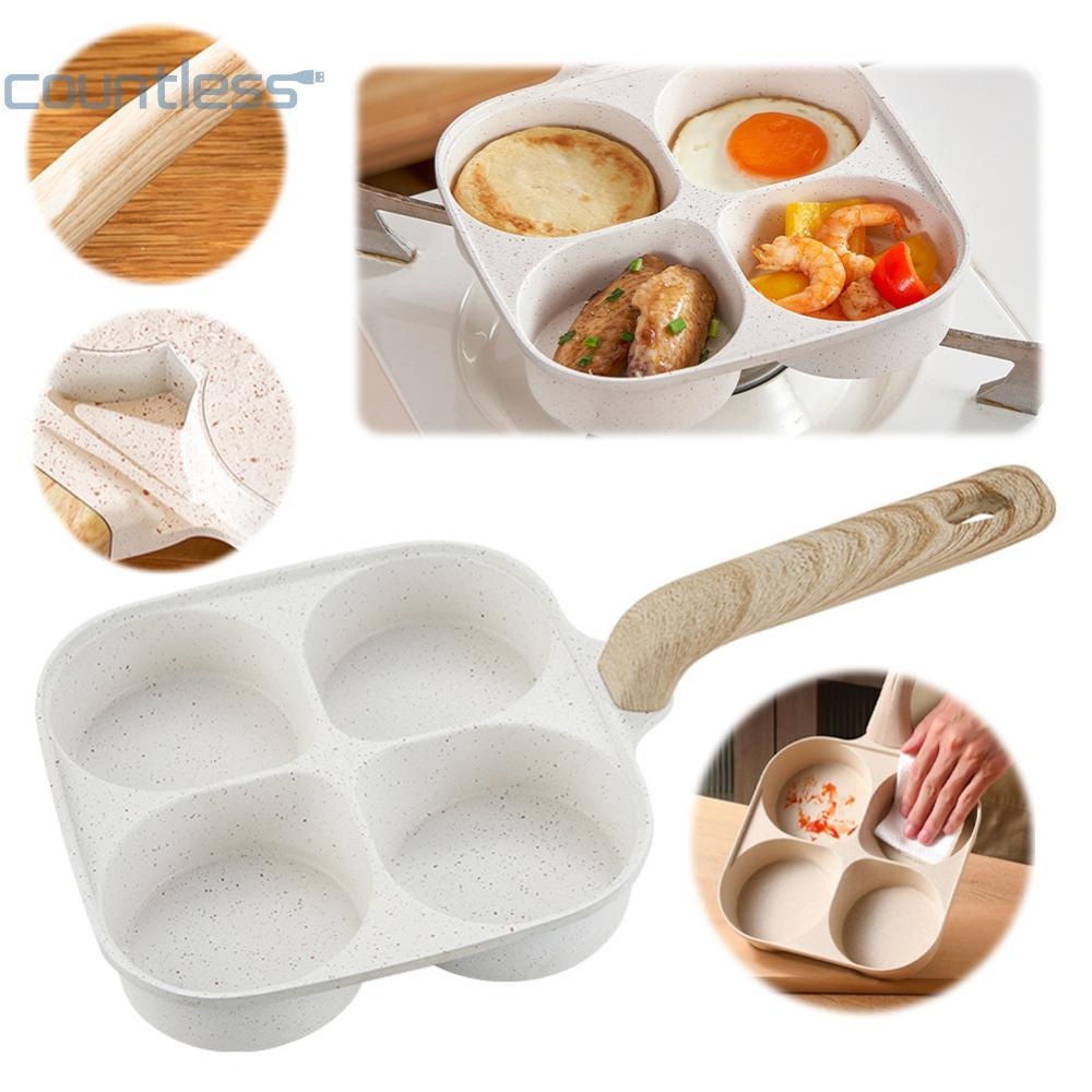 COD Four-Cup Deep Egg Nonstick ทําความสะอาดง่ายกระทะแพนเค้กสําหรับอาหารเช้าแพนเค้กเบอร์เกอร์แซนวิชสํ