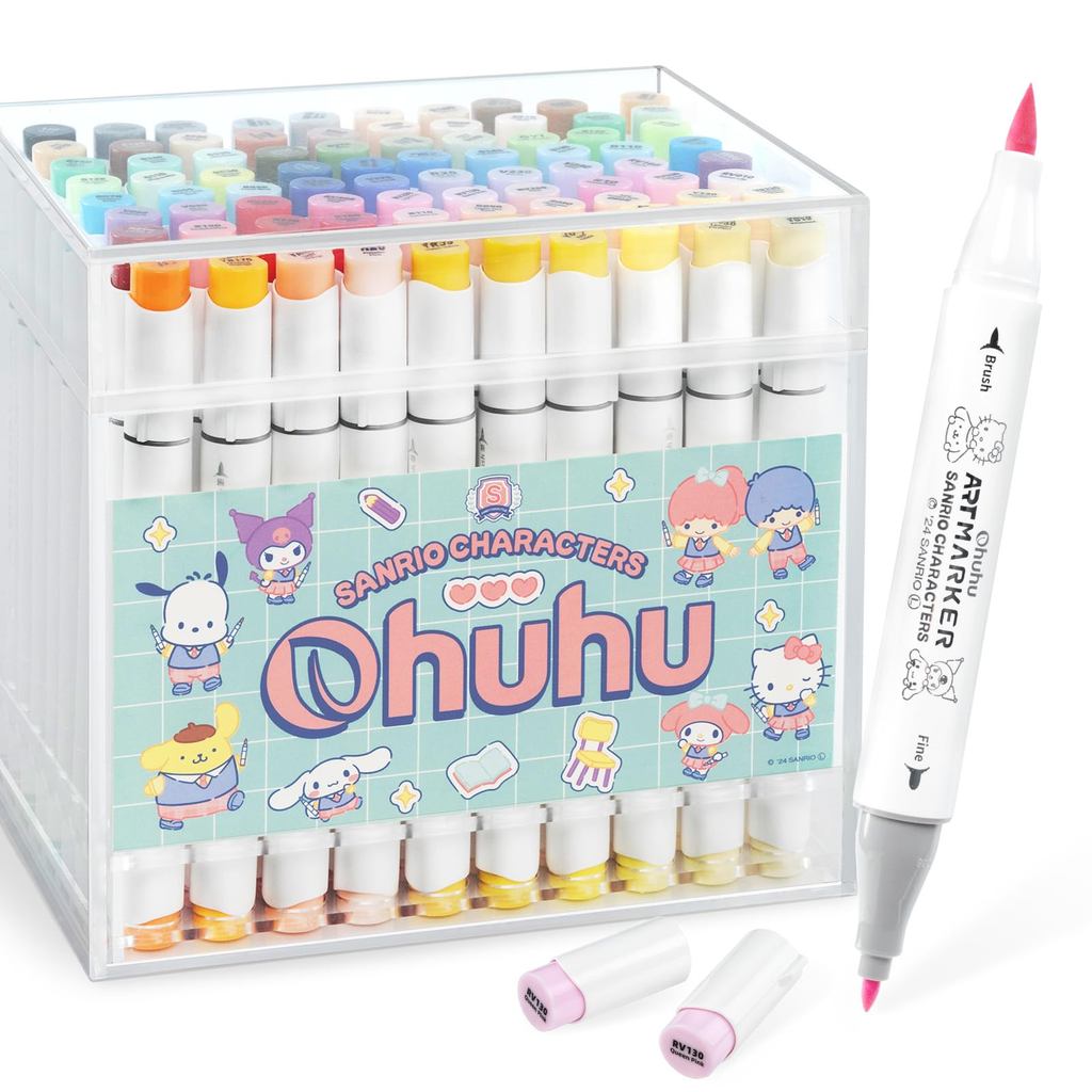 Sanrio Characters x Ohuhu Illustration Markers Brush Type 80 Colors 81 Markers From Japan