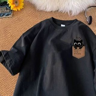 【จัดส่งภายใน 24 ชั่วโมง】 เสื้อยืดเด็ก / ลายแมว / ผ้าฝ้าย 100% / ขนาด 1-12 ปี