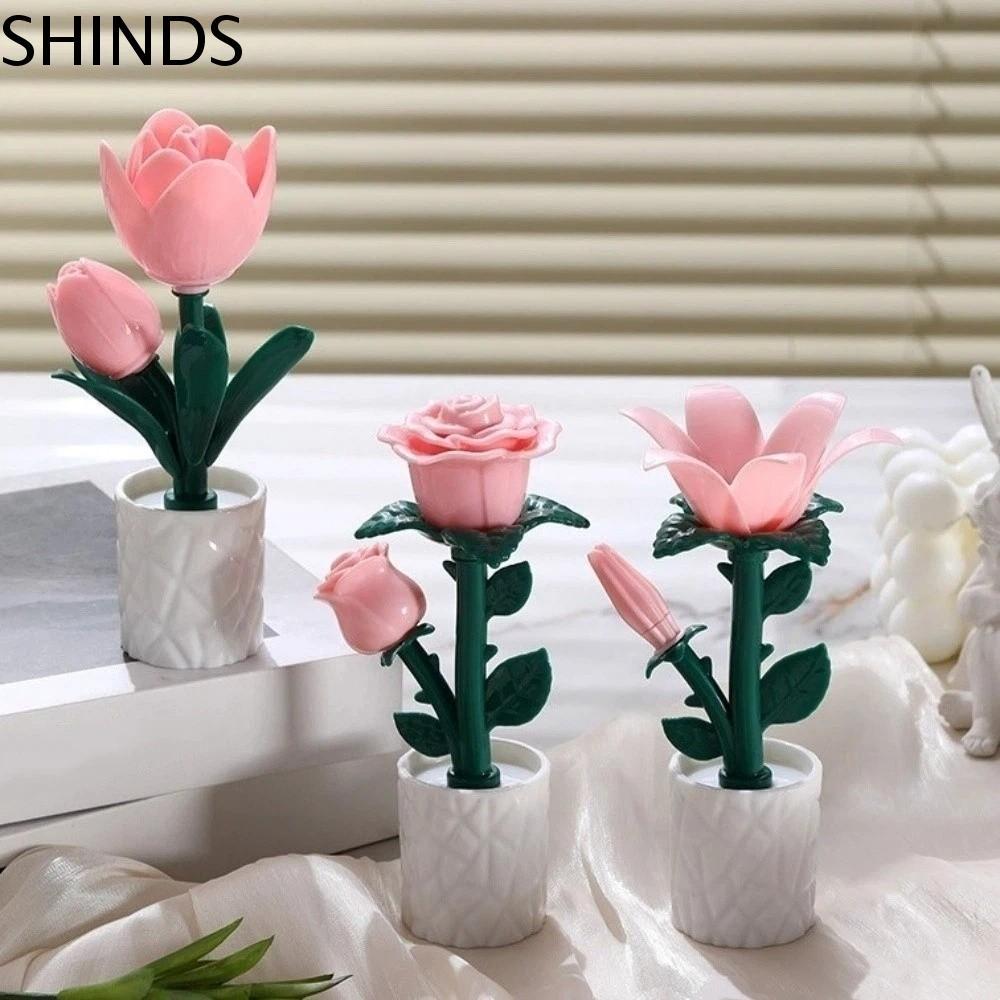เครื่องประดับโคมไฟ SHINDS, กระถางต้นไม้ทิวลิป/กุหลาบ/Azure Orchid Flower Table Lamp, Korean Ins Fash