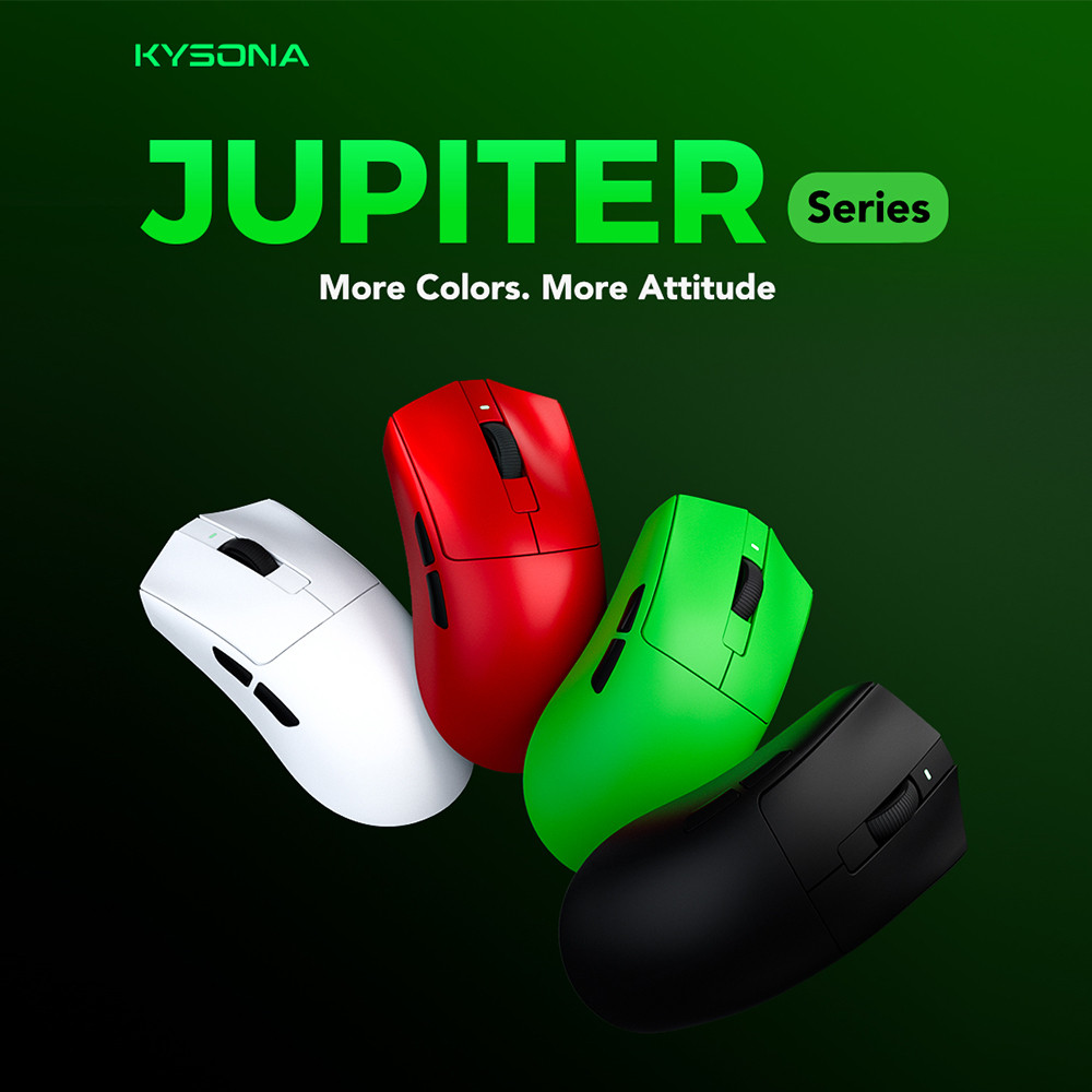 KYSONA Jupiter Ultra PAW3950 Dual-8K Hz เมาส์สําหรับเล่นเกมไร้สาย 49g น้ําหนักเบา 30000 DPI PAW3395 